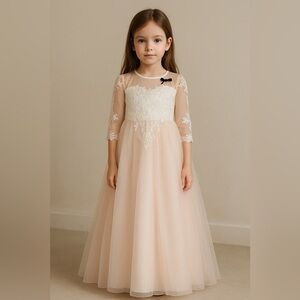 Pink and White Formal Dress/ Communion little girls size 6/7